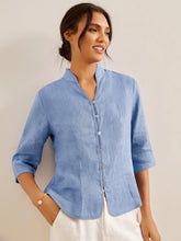 Load image into Gallery viewer, 100% Linen Hand Button Fitted Jacket AMELIA
