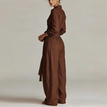 Load image into Gallery viewer, Women's Collar Long Sleeve Top &amp; High-Waist Pants Two-Piece Set – 5 Colors
