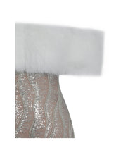 Load image into Gallery viewer, Averie White Fur Off-Shoulder Beige Sequin Mini Dress
