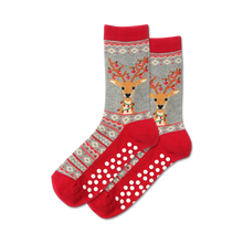 Load image into Gallery viewer, Fuzzy Reindeer Non-Skid Slipper
