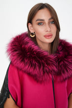 Load image into Gallery viewer, Saga®Furs Silver Fox Wool Alpaca Poncho Vest in Fuchsia
