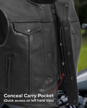 Load image into Gallery viewer, Lowside Men's Motorcycle Leather Vest
