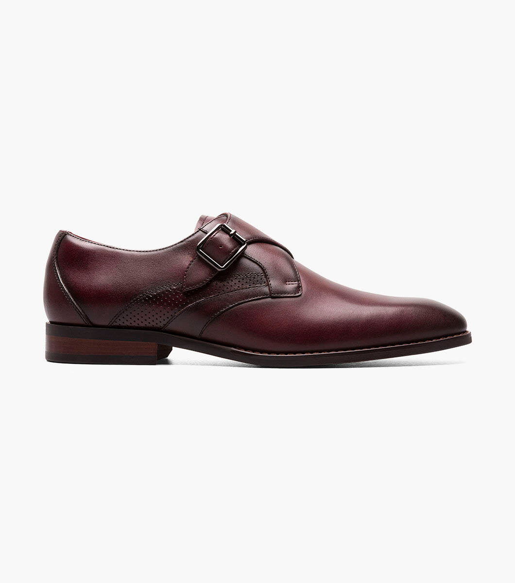 Stacy Adams KARCHER Burgundy Plain Toe Monk Strap