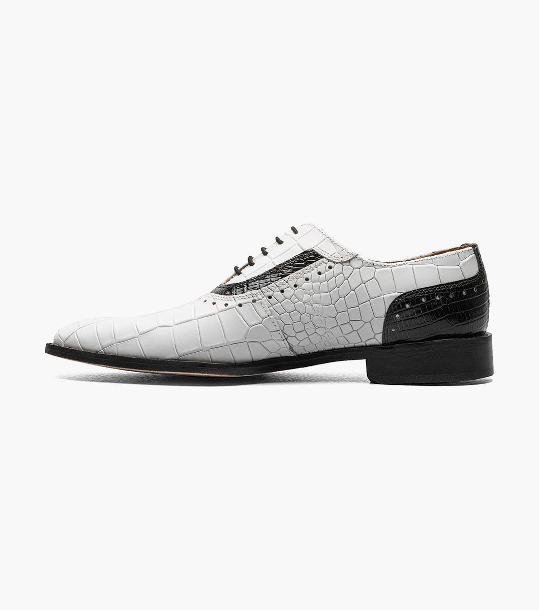 Stacy Adams RICCARDI Black & White Plain Toe Oxford