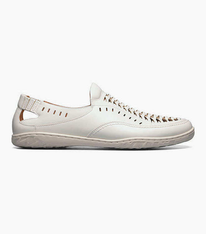 Stacy Adams IBIZA Woven Vamp White Moc Toe Slip On