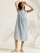 Load image into Gallery viewer, Linen Striped Cap Sleeve Washed Maxi Dress JOAN
