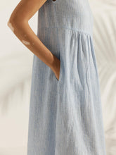 Load image into Gallery viewer, Linen Striped Cap Sleeve Washed Maxi Dress JOAN
