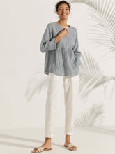 Load image into Gallery viewer, Linen Checked Long-Sleeved Top CAROLINE
