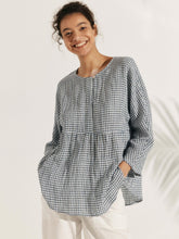 Load image into Gallery viewer, Linen Checked Long-Sleeved Top CAROLINE
