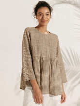 Load image into Gallery viewer, Linen Checked Long-Sleeved Top CAROLINE
