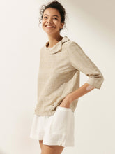 Load image into Gallery viewer, Linen Round Soft-Fold Collar Top ANAIS
