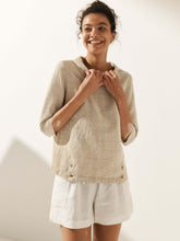 Load image into Gallery viewer, Linen Gingham Checked Round Soft-Fold Collar Top LAURA
