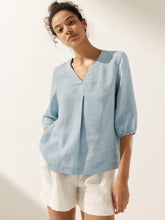 Load image into Gallery viewer, 100% Linen Puff Sleeves Top LEAH

