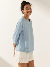 Load image into Gallery viewer, Linen Round Soft-Fold Collar Top ANAIS
