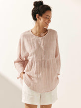 Load image into Gallery viewer, Linen Checked Long-Sleeved Top CAROLINE
