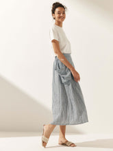 Load image into Gallery viewer, Linen Checked Elastic Waist Skirt ONYX
