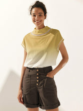 Load image into Gallery viewer, 100% Linen Gingham Checked Cutout Turtleneck Top CAROL
