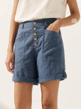 Load image into Gallery viewer, Linen Button-Fly Quarter Shorts LUCY
