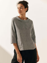 Load image into Gallery viewer, Linen Gingham Checked Round Soft-Fold Collar Top LAURA
