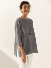 Load image into Gallery viewer, Linen White Boat Neck Oversized Top AVA

