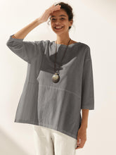 Load image into Gallery viewer, Linen White Boat Neck Oversized Top AVA
