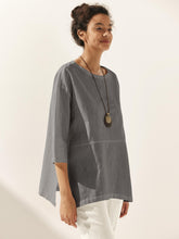 Load image into Gallery viewer, Linen White Boat Neck Oversized Top AVA
