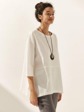 Load image into Gallery viewer, Linen White Boat Neck Oversized Top AVA
