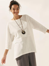 Load image into Gallery viewer, Linen White Boat Neck Oversized Top AVA
