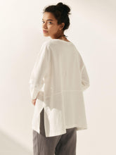 Load image into Gallery viewer, Linen White Boat Neck Oversized Top AVA
