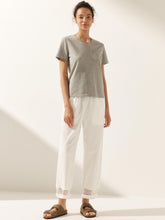 Load image into Gallery viewer, Linen Hollow Lace Stitching Elastic Waist Ankle Length Pants RITA
