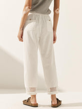 Load image into Gallery viewer, Linen Hollow Lace Stitching Elastic Waist Ankle Length Pants RITA
