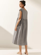 Load image into Gallery viewer, 100% Linen Cap Sleeve Washed Maxi Dress JOAN
