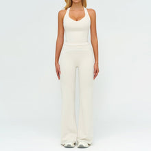 Load image into Gallery viewer, Womens Yoga Set V-neck Sleeveless Tops And Slim Straight Pants Summer Gym Sports Clothing
