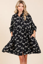 Load image into Gallery viewer, Zebra Print Button Down Shirt Mini Dress – Bold and Fashion-Forward Zebra Print Dress with Casual Button-Down Design
