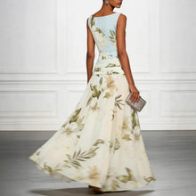 Load image into Gallery viewer, Women's Floral Print Sleeveless Backless Waist-Cinching Maxi Dress
