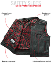 Load image into Gallery viewer, The Club Cut Men's Motorcycle Leather Vest, Multiple Color Options
