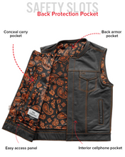 Load image into Gallery viewer, The Cut Men's Motorcycle Leather Vest, Multiple Color Options
