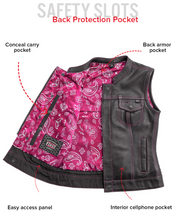 Load image into Gallery viewer, Jessica Women's  Motorcycle Leather Vest - Pink - Limited Edition
