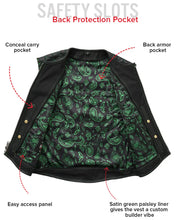 Load image into Gallery viewer, Tactical Emerald Men’s Motorcycle Leather Vest
