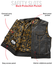Load image into Gallery viewer, The Club Cut Men's Motorcycle Leather Vest, Multiple Color Options
