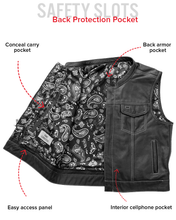 Load image into Gallery viewer, The Club Cut Men's Motorcycle Leather Vest, Multiple Color Options
