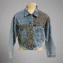 Load image into Gallery viewer, Women's Cropped Distressed Denim Jacket
