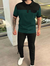 Load image into Gallery viewer, Men‘s Full Size Waffle-Knit Contrast Top and Pants Set Plus Size

