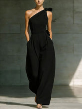 Load image into Gallery viewer, Women's Loose Sleeveless Off-Shoulder Belted Wide-Leg Jumpsuit
