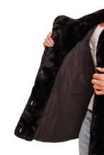Load image into Gallery viewer, Kaia Eco-Fur Down Fill Coat in Black
