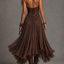 Load image into Gallery viewer, Chiffon V-Neck Backless Flowy Maxi Dress – Women's Elegant A-Line Long Dress
