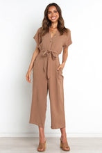 Load image into Gallery viewer, Women's V-Neck Cropped Wide-Leg Knit Jumpsuit
