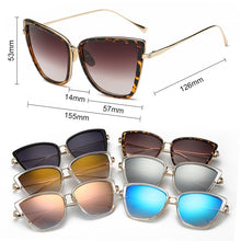 Load image into Gallery viewer, Big Cat Eye Sunglasses Women Black Mirror Sun Glasses
