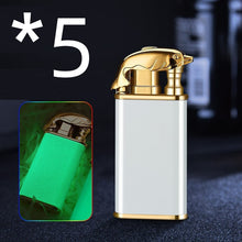 Load image into Gallery viewer, Creative Blue Flame Lighter Dolphin Dragon Tiger Double Fire Metal Winproof Lighter Inflatable Lighter

