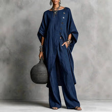 Load image into Gallery viewer, Women's Drop Shoulder Three-Quarter Sleeve Irregular Shirt &amp; Pants Set
